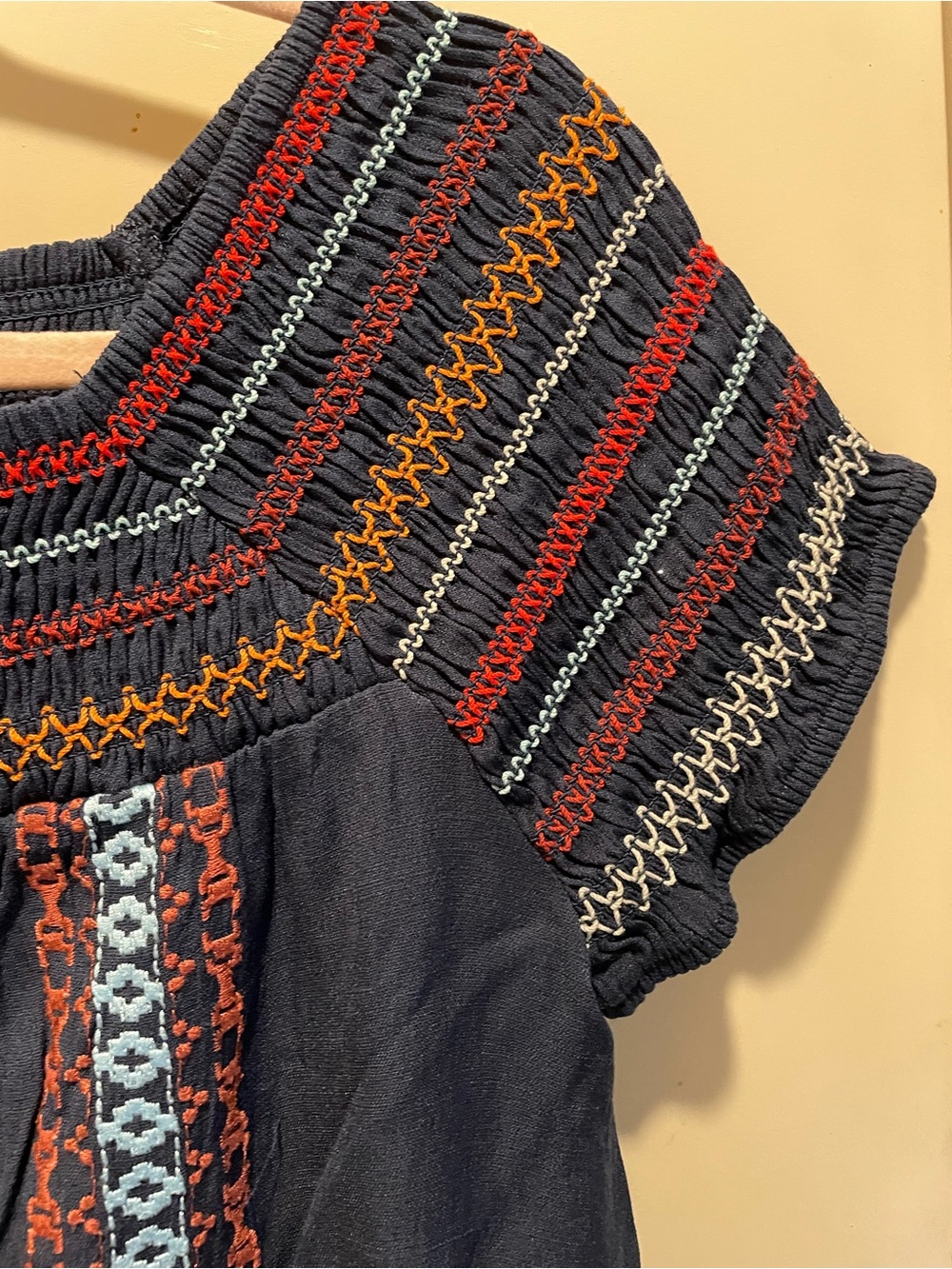 THML embroidered boho top. Navy Blue. Size M - Picture 4 of 9